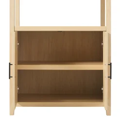 Sasha Modern Arched Bookshelf Cabinet with Reeded Doors