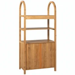 Sasha Modern Arched Bookshelf Cabinet with Reeded Doors