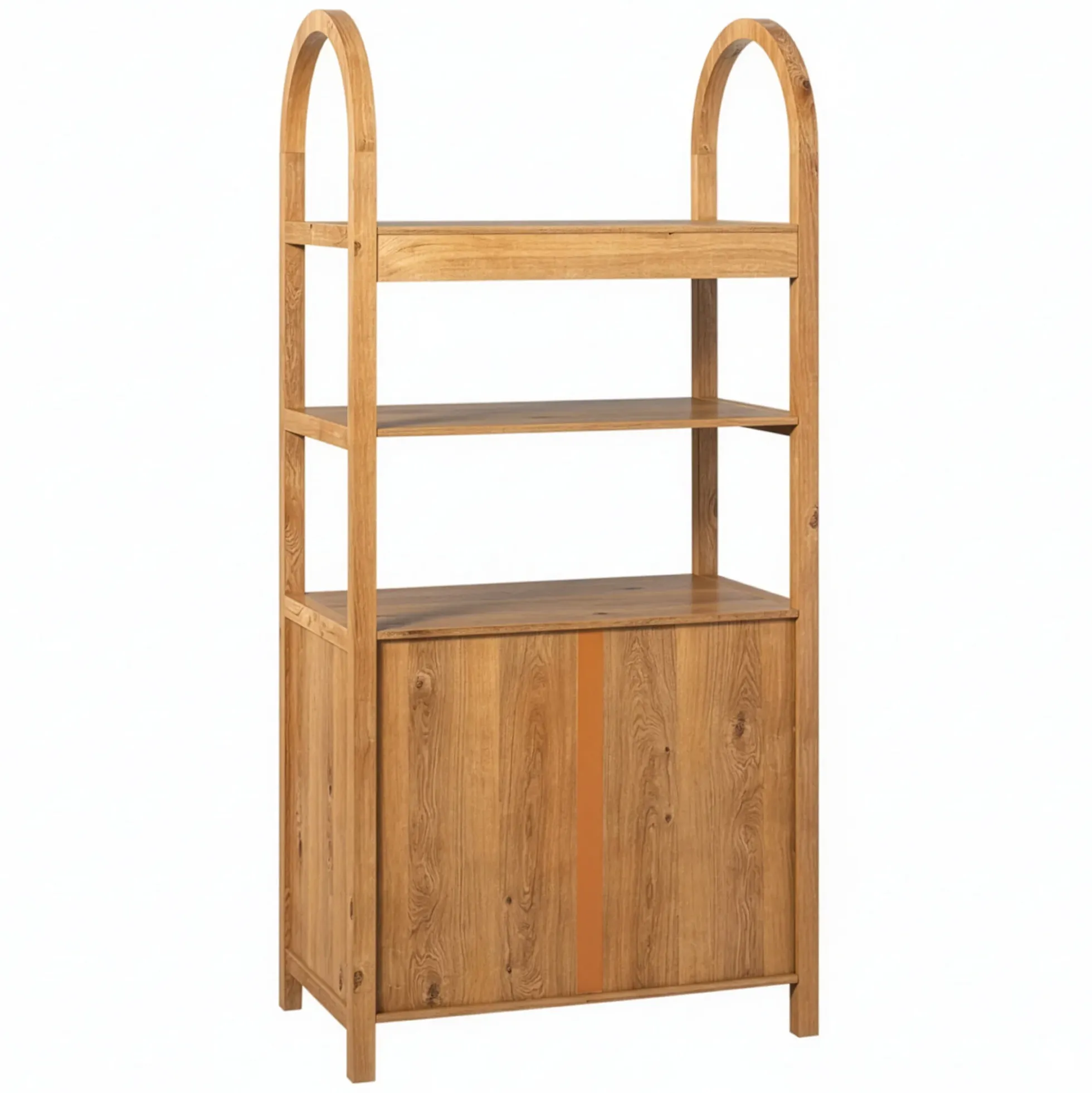 Sasha Modern Arched Bookshelf Cabinet with Reeded Doors