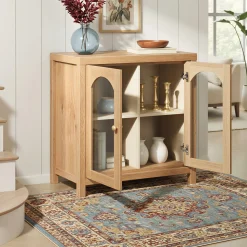 Sasha Modern Arched Glass Accent Cabinet