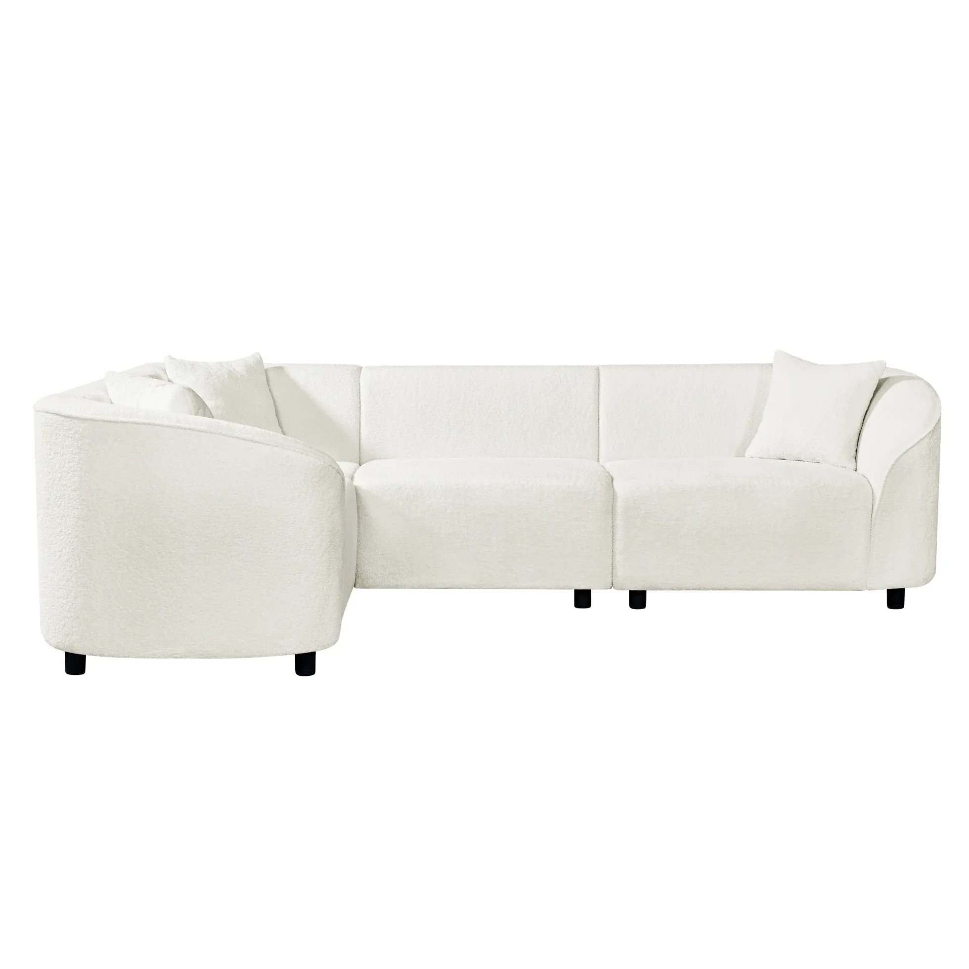 Sculptural Curved Contemporary Bouclé L-Shaped Sectional Sofa