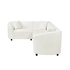 Sculptural Curved Contemporary Bouclé L-Shaped Sectional Sofa
