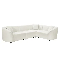 Sculptural Curved Contemporary Bouclé L-Shaped Sectional Sofa
