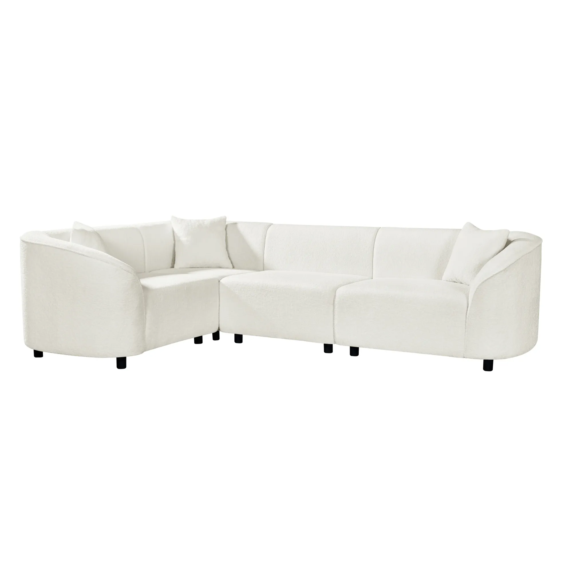 Sculptural Curved Contemporary Bouclé L-Shaped Sectional Sofa