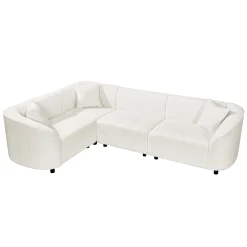 Sculptural Curved Contemporary Bouclé L-Shaped Sectional Sofa