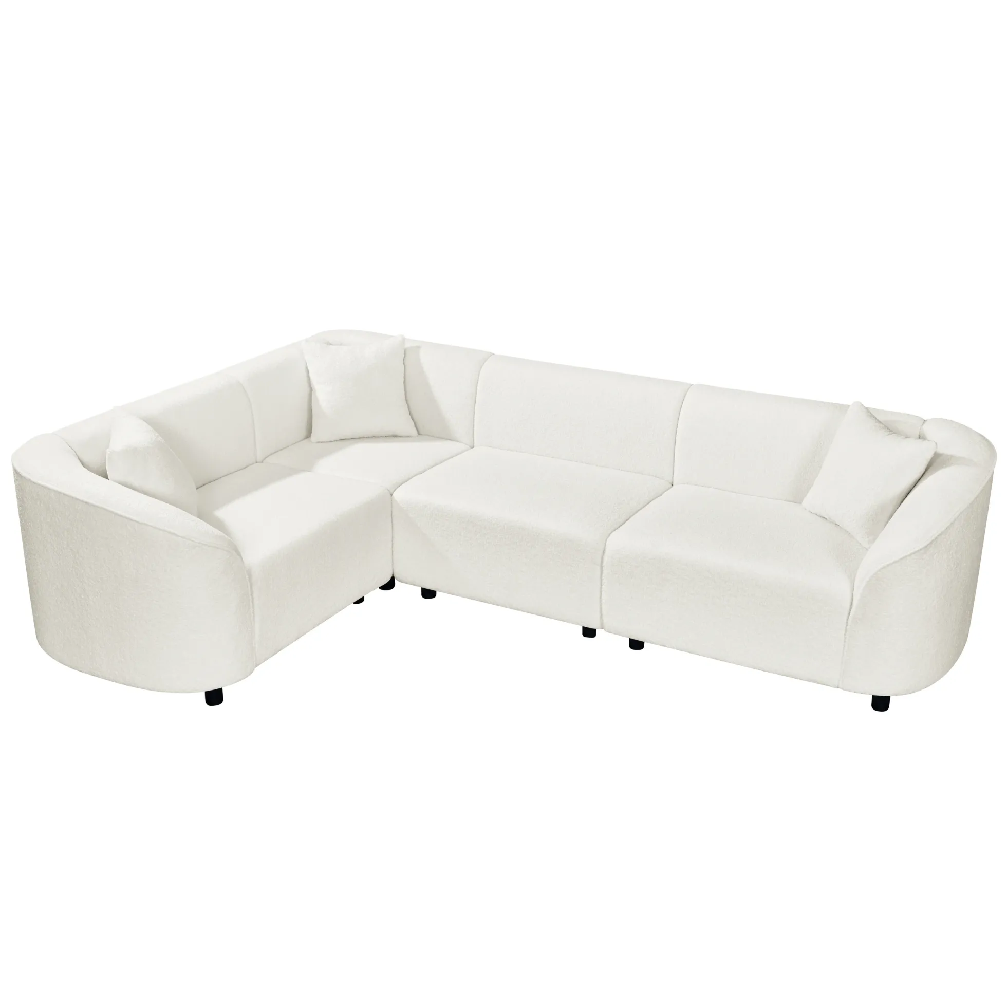 Sculptural Curved Contemporary Bouclé L-Shaped Sectional Sofa
