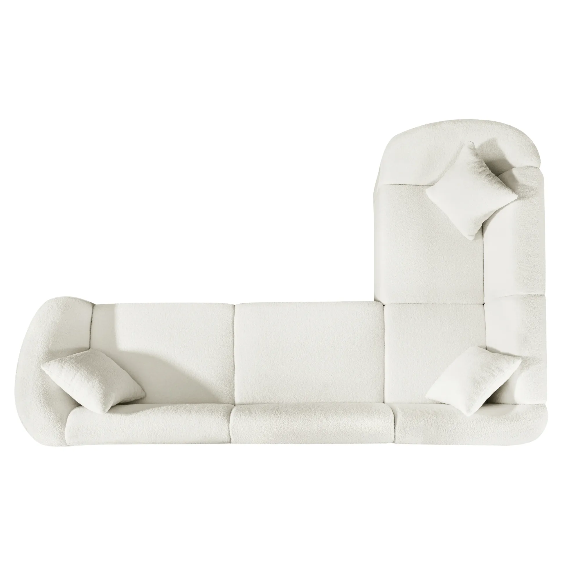 Sculptural Curved Contemporary Bouclé L-Shaped Sectional Sofa