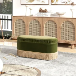 Serena 38' Oval Storage Bench Ottoman Performance Velvet