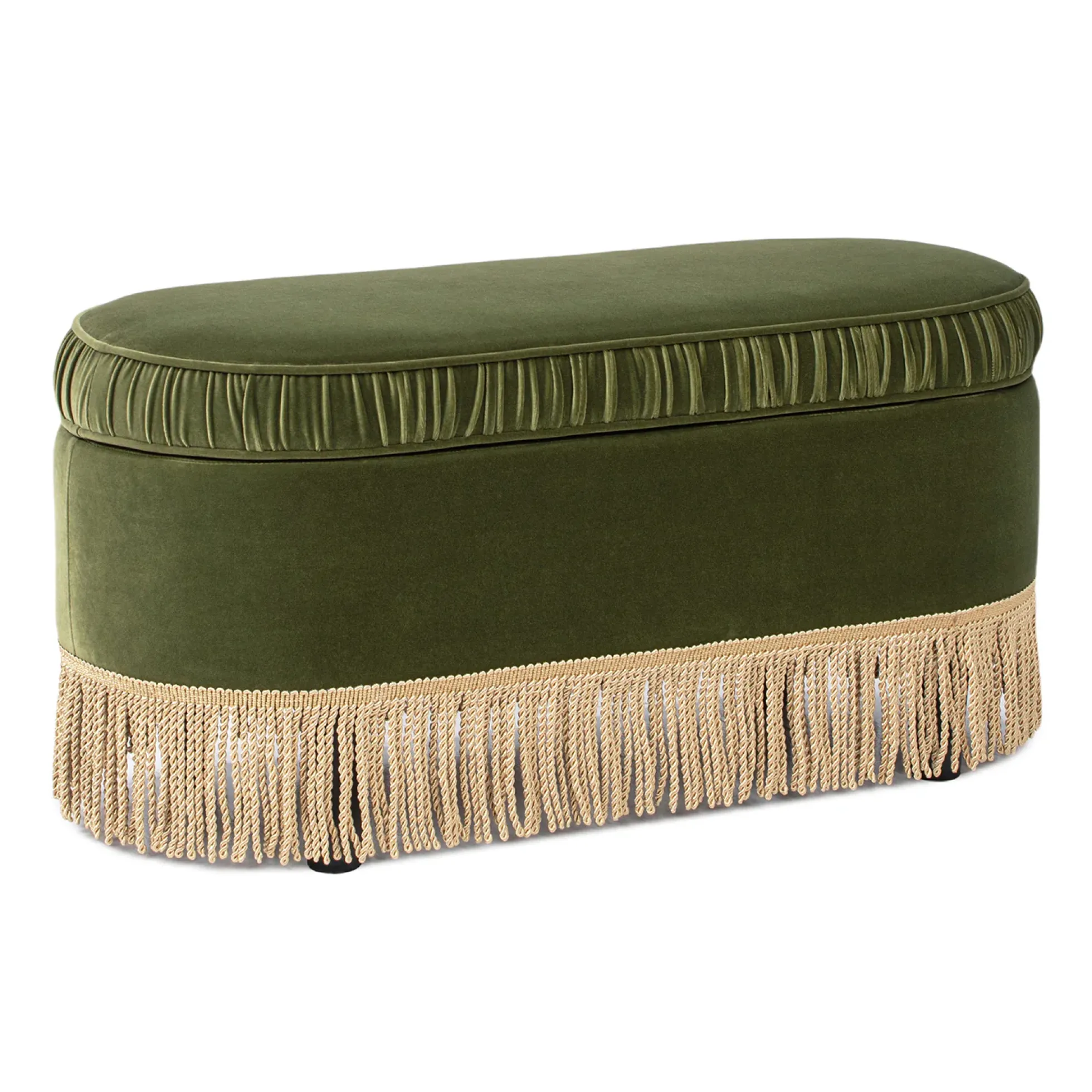 Serena 38' Oval Storage Bench Ottoman Performance Velvet