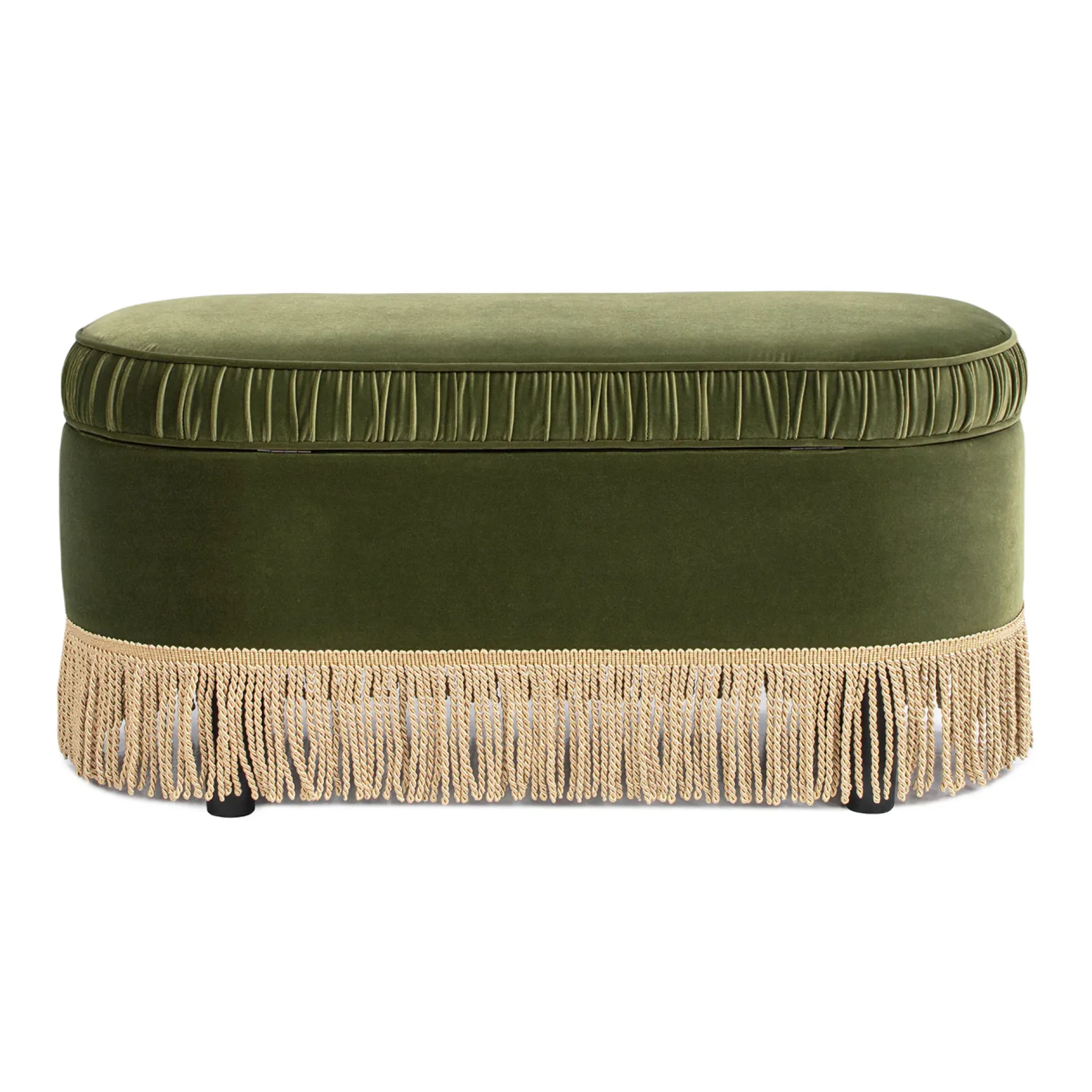 Serena 38' Oval Storage Bench Ottoman Performance Velvet