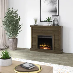 Shiplap Wall Mantel Electric Fireplace