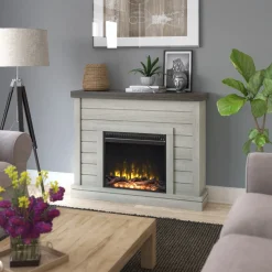 Shiplap Wall Mantel Electric Fireplace