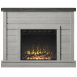 Shiplap Wall Mantel Electric Fireplace
