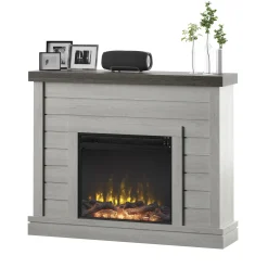 Shiplap Wall Mantel Electric Fireplace