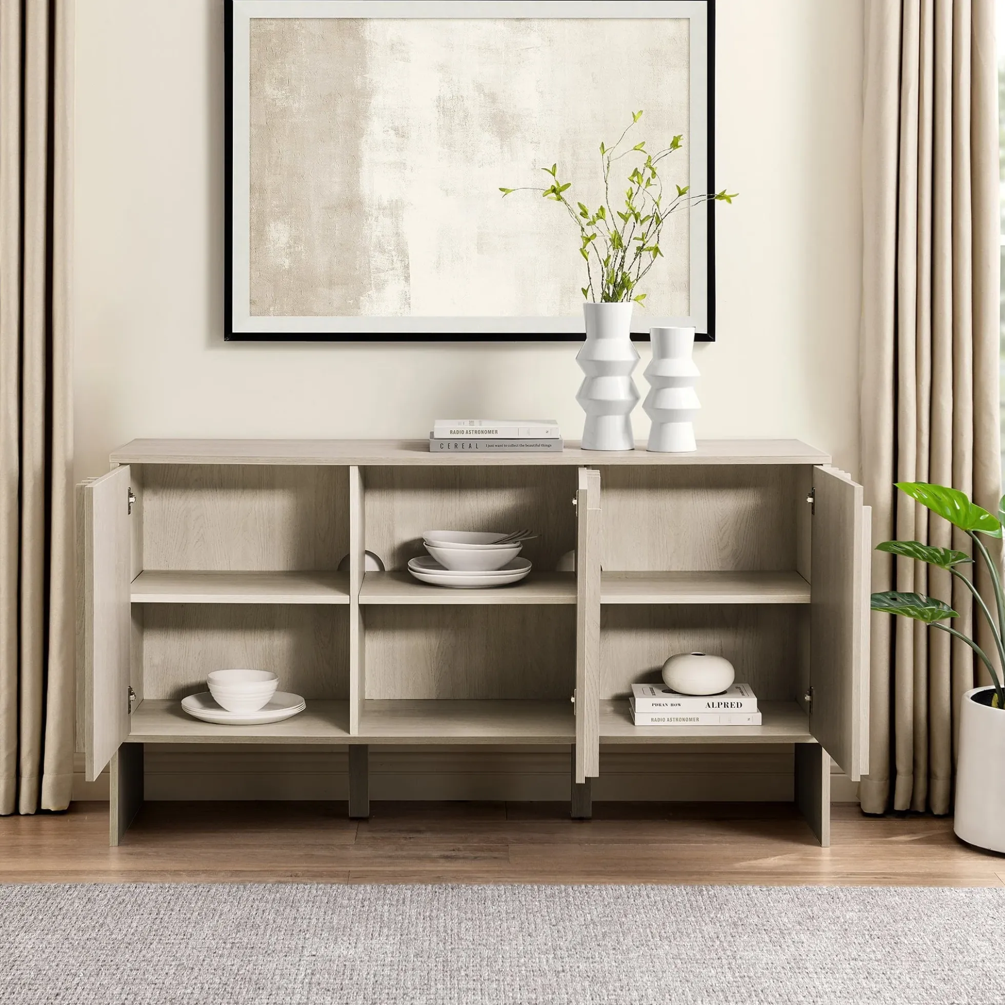 Silas Contemporary Wood Detailed-Door Sideboard / TV Stand