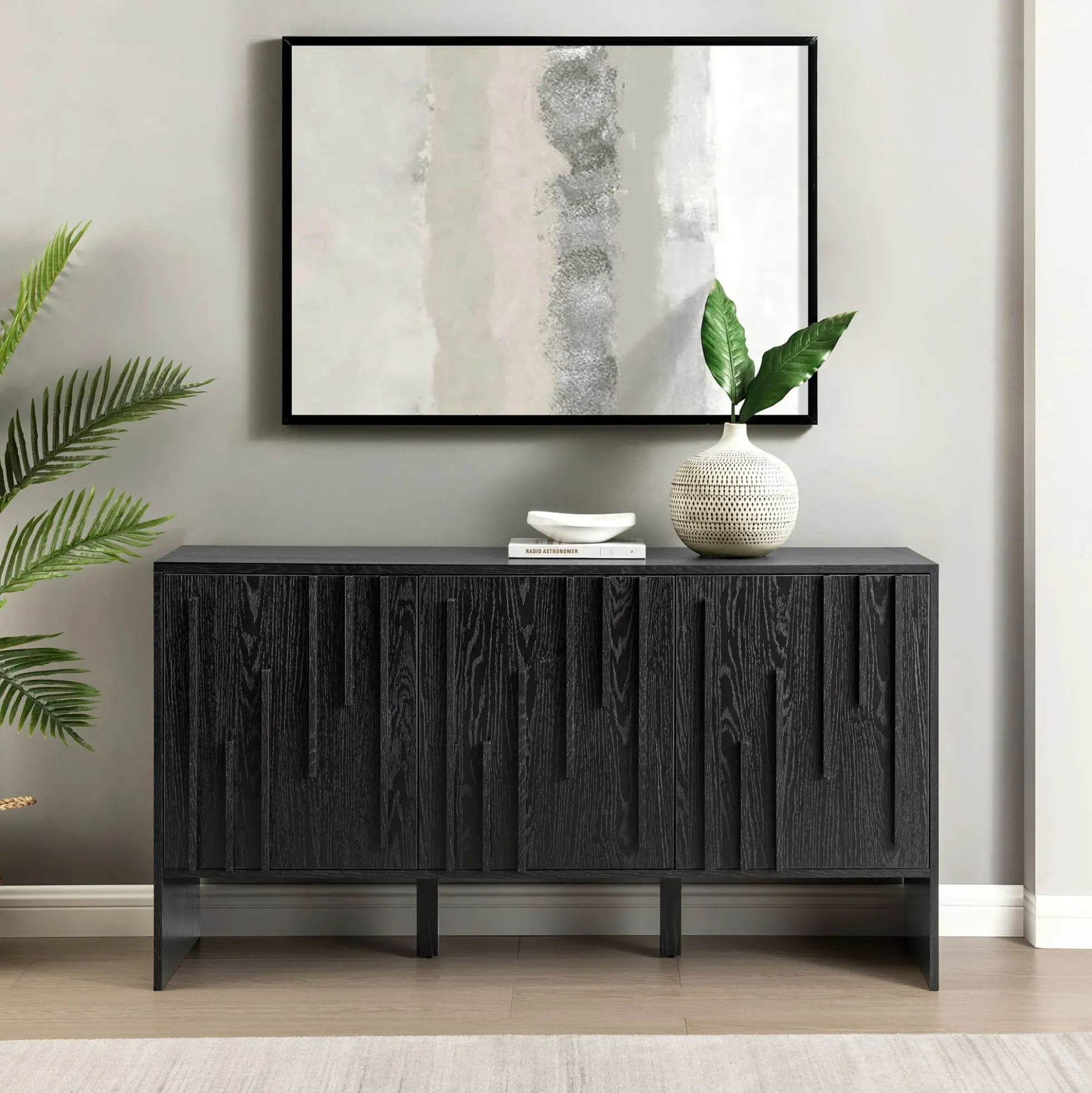 Silas Contemporary Wood Detailed-Door Sideboard / TV Stand