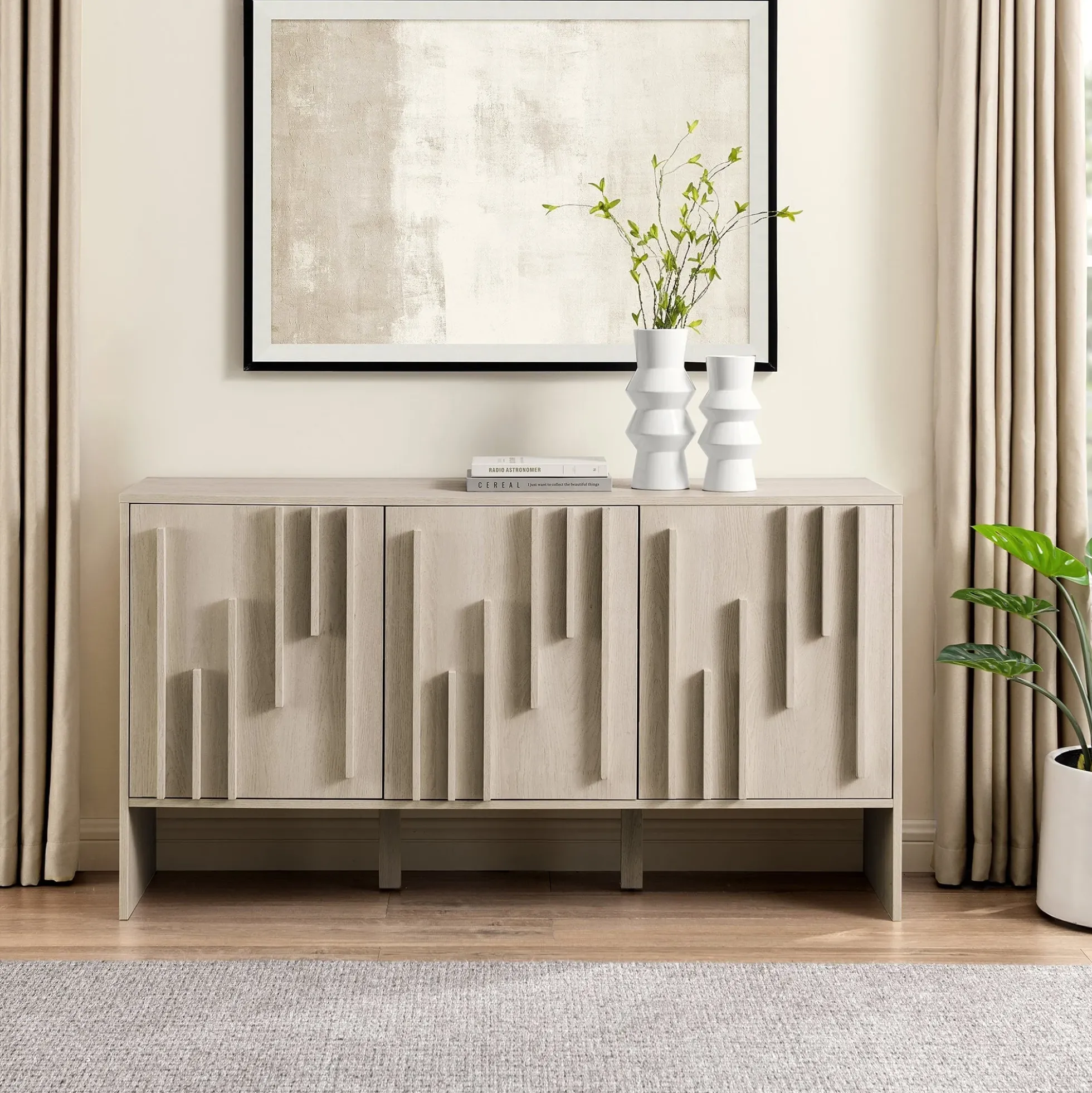 Silas Contemporary Wood Detailed-Door Sideboard / TV Stand