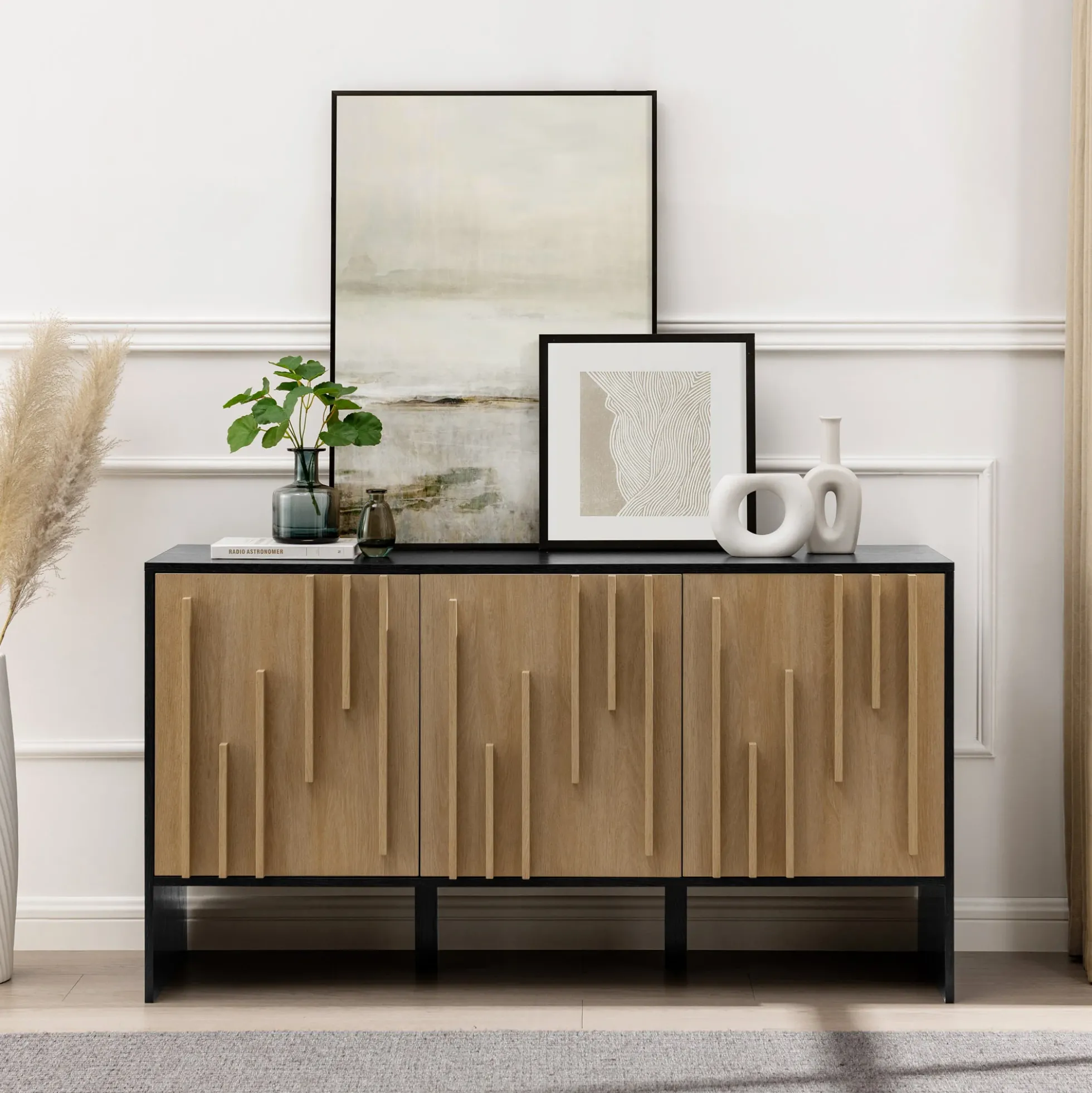 Silas Contemporary Wood Detailed-Door Sideboard / TV Stand