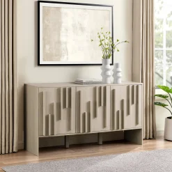Silas Contemporary Wood Detailed-Door Sideboard / TV Stand