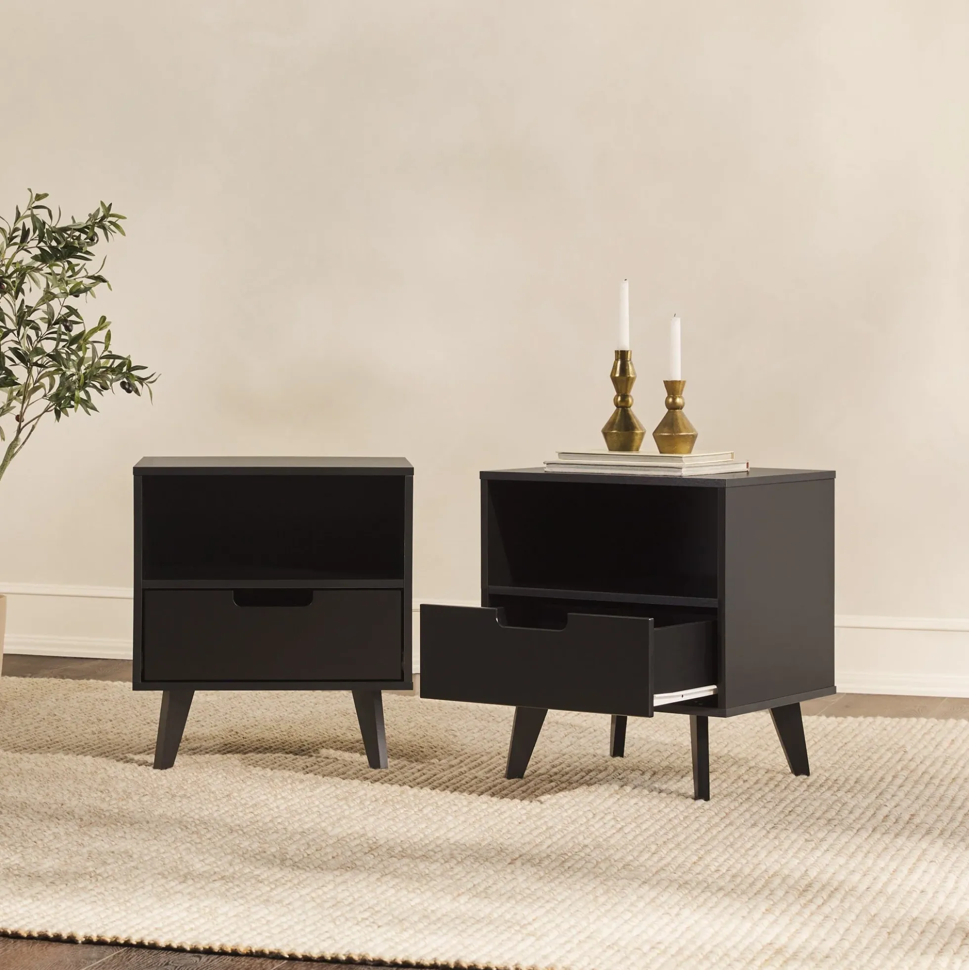 Sloane Hans Mid-Century Modern Angle-Leg Nightstand