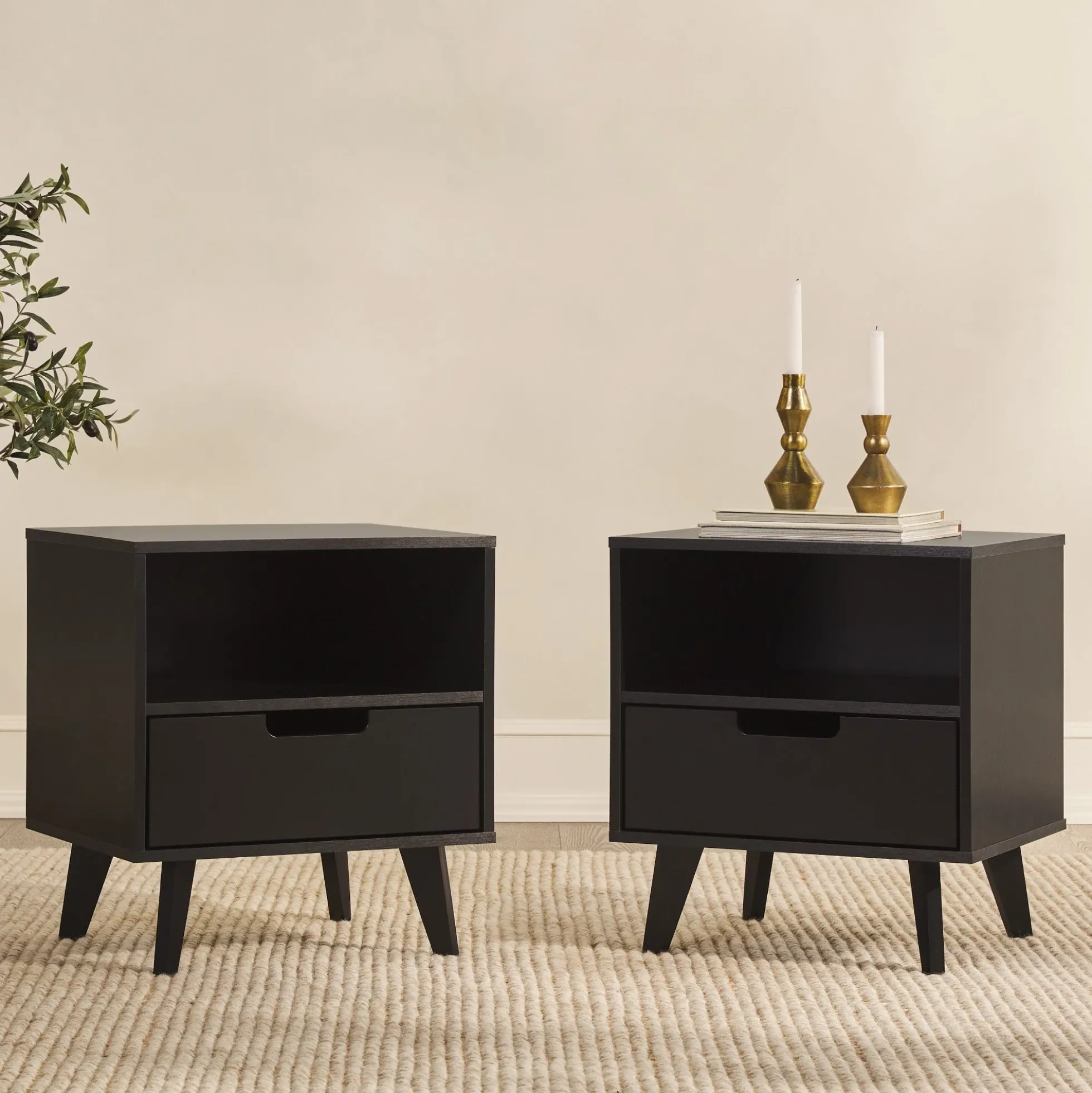 Sloane Hans Mid-Century Modern Angle-Leg Nightstand