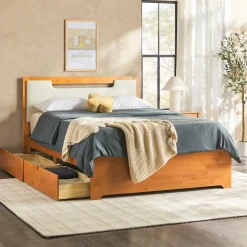 Sloane Mid-Century Modern Solid Wood Storage Bed