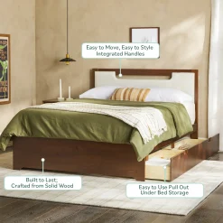 Sloane Mid-Century Modern Solid Wood Storage Bed