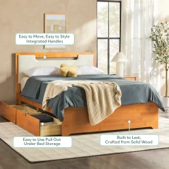 Sloane Mid-Century Modern Solid Wood Storage Bed