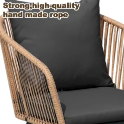 Small 5-Piece Wicker Conversation Outdoor Patio Set with Round Glass Table
