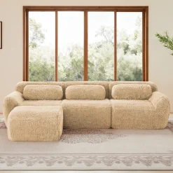 Soft And Fluffy Plush Boneless Modular Sofa with Ottoman