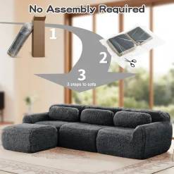 Soft And Fluffy Plush Boneless Modular Sofa with Ottoman