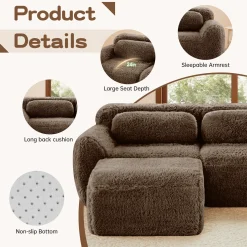 Soft And Fluffy Plush Boneless Modular Sofa with Ottoman