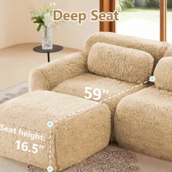 Soft And Fluffy Plush Boneless Modular Sofa with Ottoman