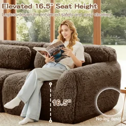 Soft And Fluffy Plush Boneless Modular Sofa with Ottoman