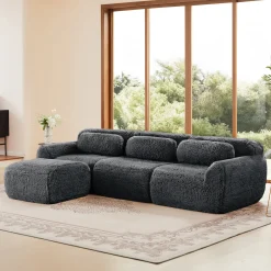 Soft And Fluffy Plush Boneless Modular Sofa with Ottoman