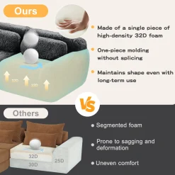Soft And Fluffy Plush Boneless Modular Sofa with Ottoman
