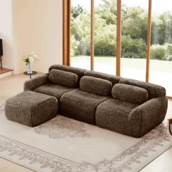 Soft And Fluffy Plush Boneless Modular Sofa with Ottoman