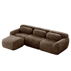 Soft And Fluffy Plush Boneless Modular Sofa with Ottoman