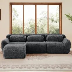 Soft And Fluffy Plush Boneless Modular Sofa with Ottoman