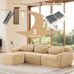 Soft And Fluffy Plush Boneless Modular Sofa with Ottoman