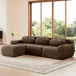 Soft And Fluffy Plush Boneless Modular Sofa with Ottoman