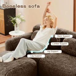 Soft Fluffy Plush Fabric 2-seater Modular Sectional Sofa Couch