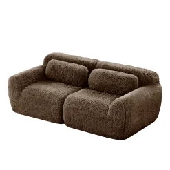 Soft Fluffy Plush Fabric 2-seater Modular Sectional Sofa Couch