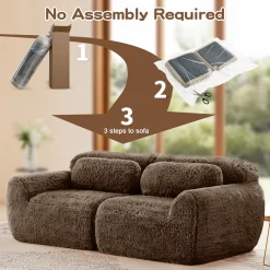 Soft Fluffy Plush Fabric 2-seater Modular Sectional Sofa Couch
