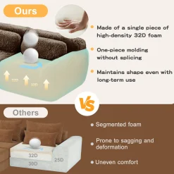 Soft Fluffy Plush Fabric 2-seater Modular Sectional Sofa Couch
