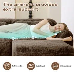 Soft Fluffy Plush Fabric 2-seater Modular Sectional Sofa Couch