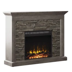 Stacked Stone Wall Mantel with Electric Fireplace