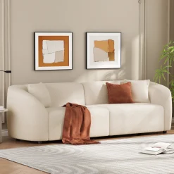 Stylish Curved Contemporary Boucle Sofa