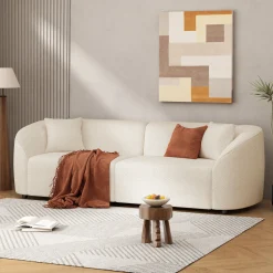 Stylish Curved Contemporary Boucle Sofa