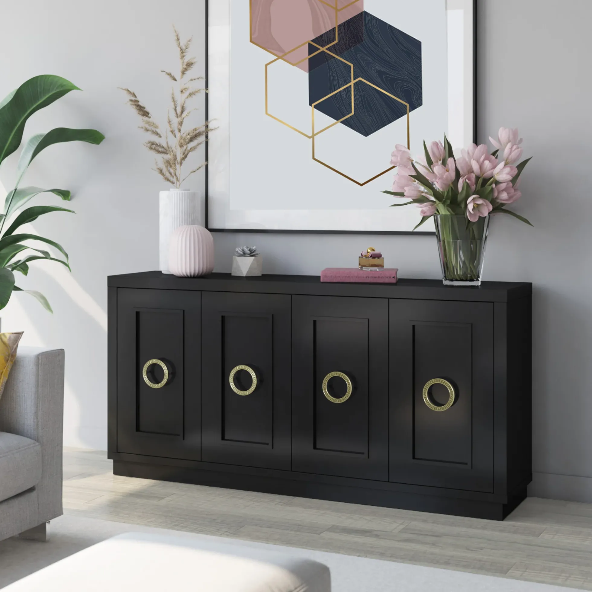 Stylish Dining Storage Double‑Door Buffet Sideboard